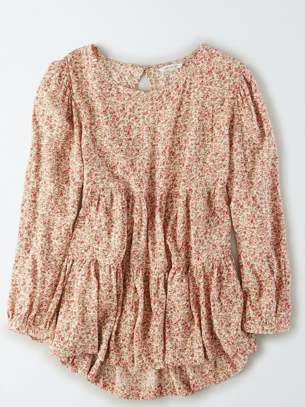 American Eagle Floral Open-Back Babydoll Top